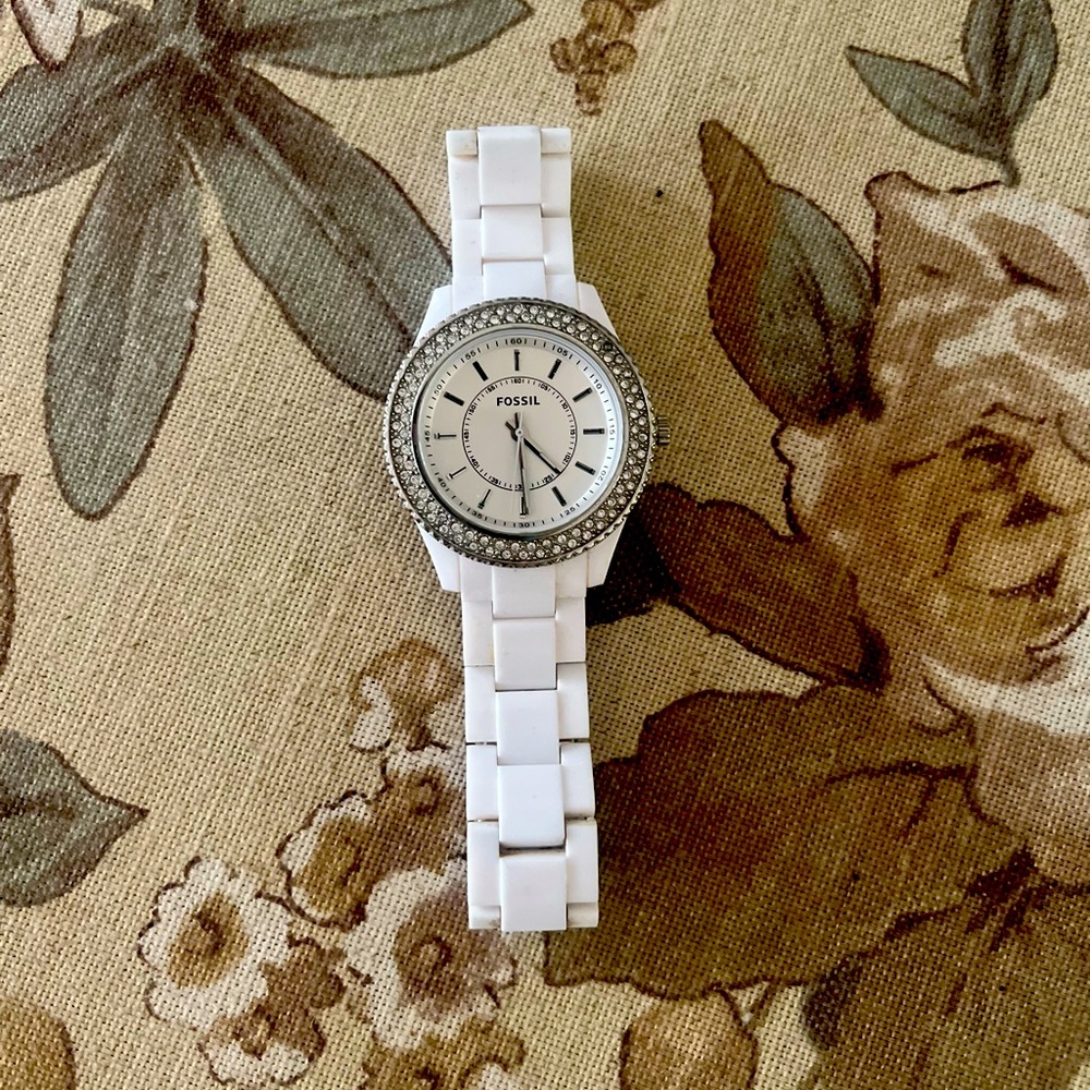 White Fossil Watch